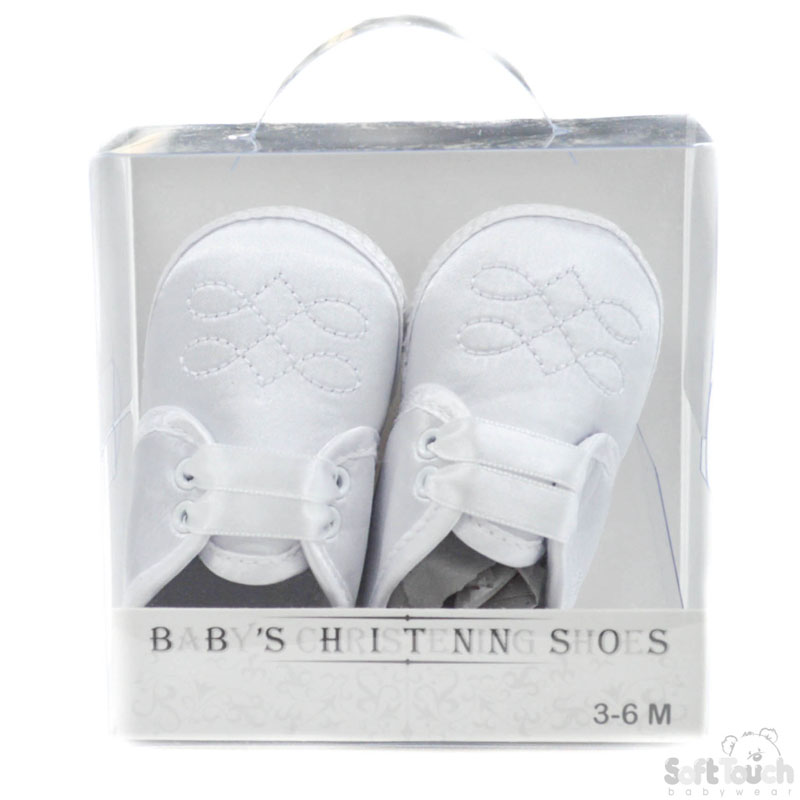 White Boys Satin Shoes W/Emb No. B92-W-17