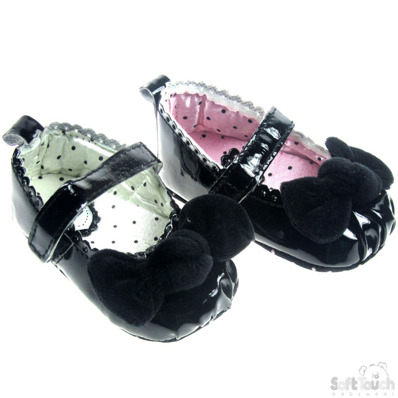 PU Shoes W/Velour Bow No. B924