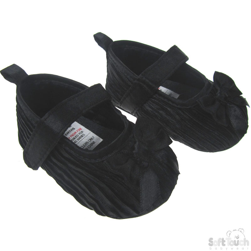 Girls Wrinkle Satin Shoes Black B94-S-B