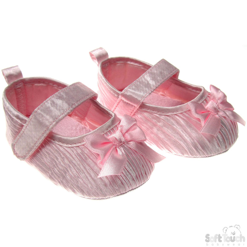 Girls Wrinkle Satin Shoes Lt.Pink B94-S-LP