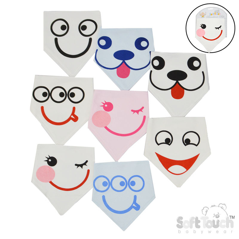 Printed Bandana Bibs-Faces No. BB350
