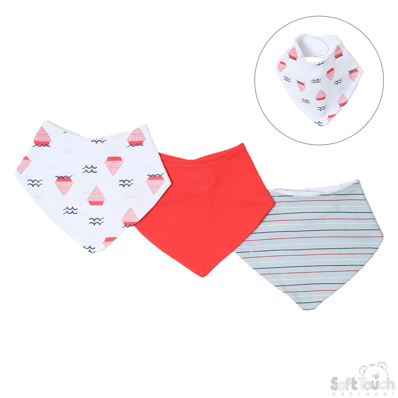 Boys 3 Pack Bandana Bibs : Nautical No. BB367