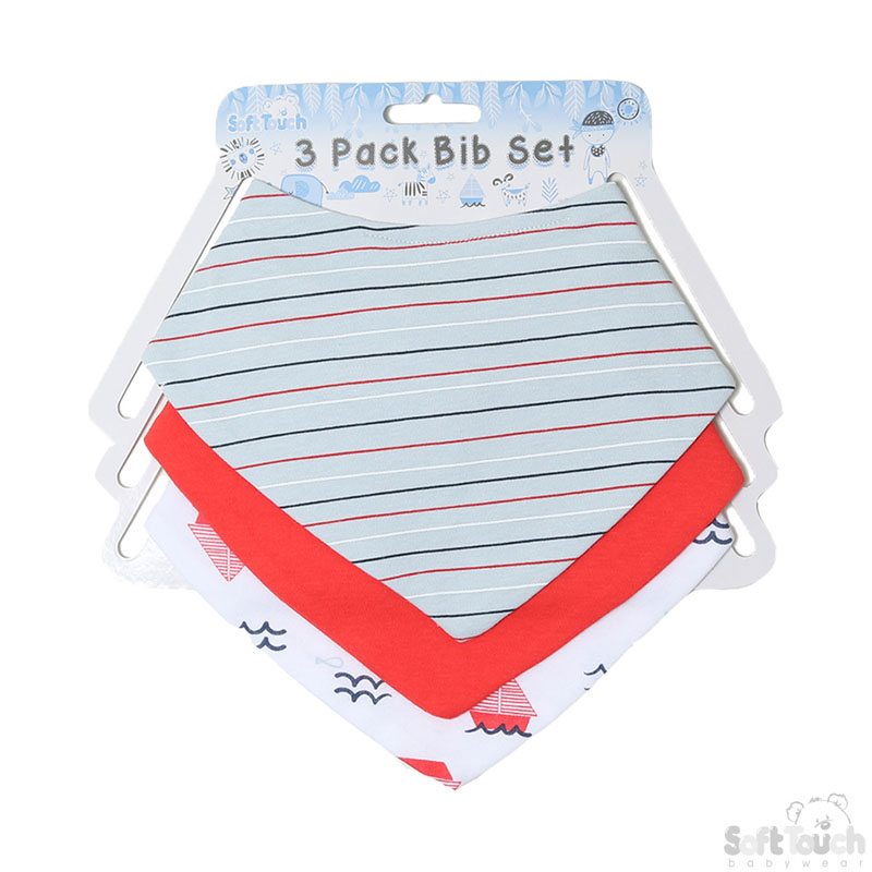 Boys 3 Pack Bandana Bibs : Nautical No. BB367