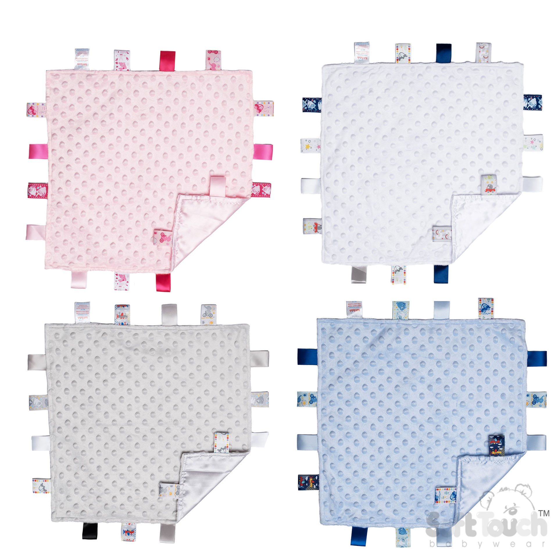 B/P/G/W Baby Comforter W/Ribbons No. BC15