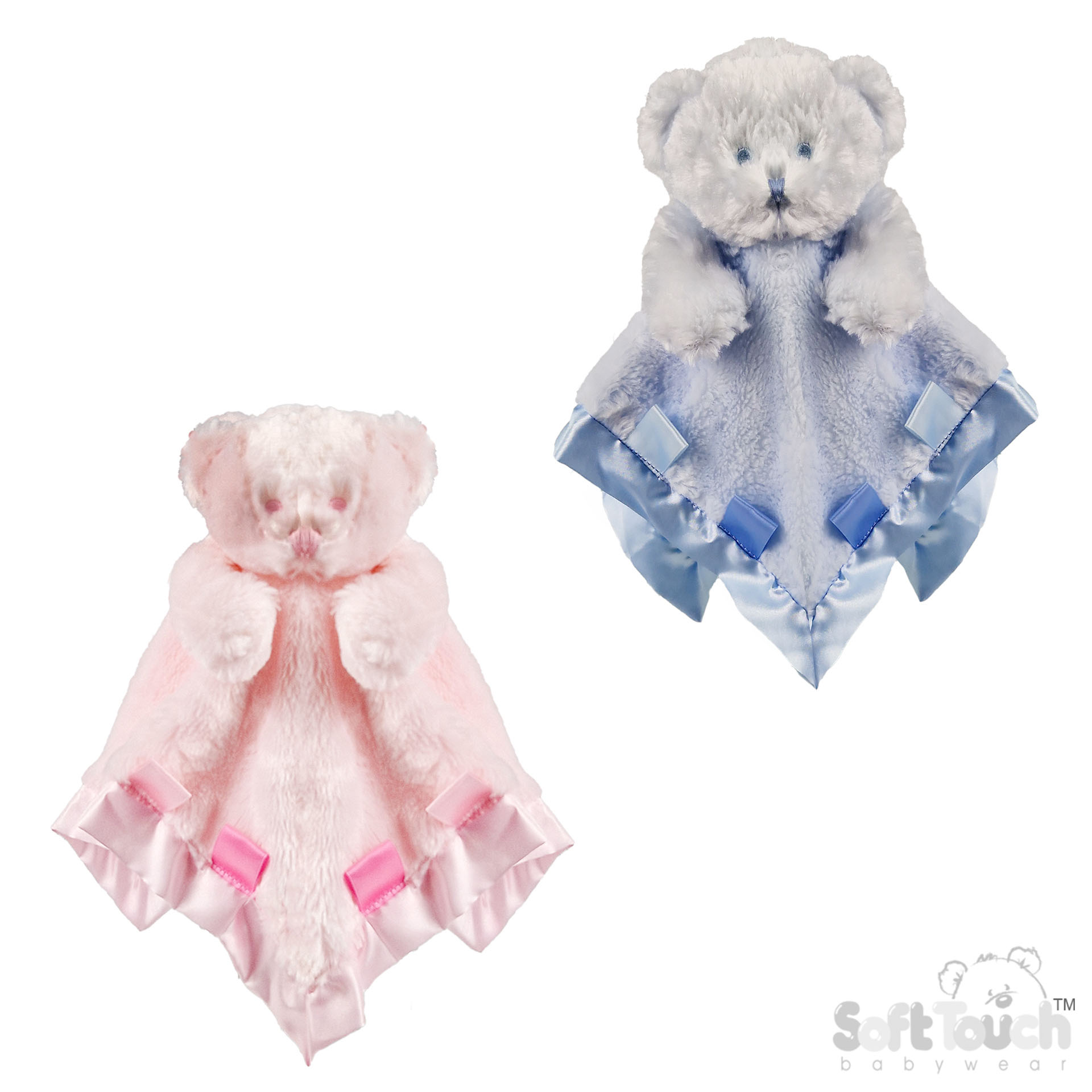 Plush P/B Bear Comforter W/Ribbons No. BC25-PB - PINK ONLY