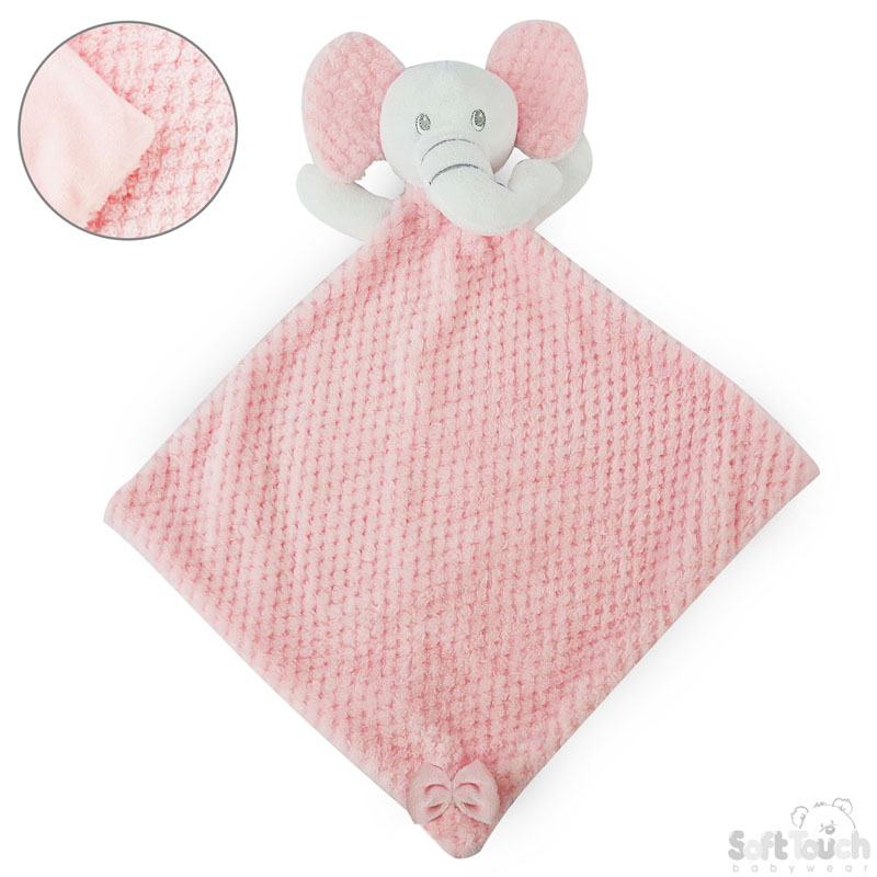 Pink Waffle/Mink Elephant Comforter w/Crinkly Ears: BC48-P