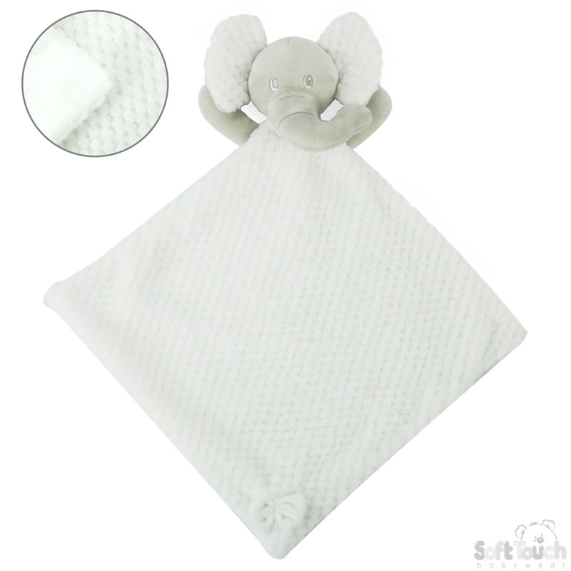 White Waffle/Mink Elephant Comforter w/Crinkly Ears: BC48-W