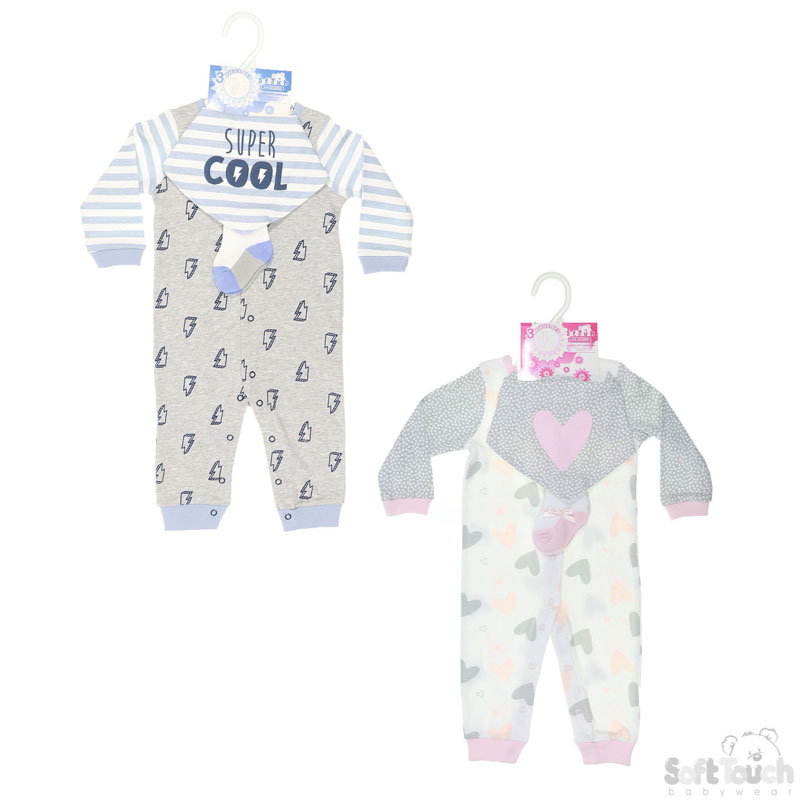 Sleepsuit, Bandana Bib & Socks Set No.BG110