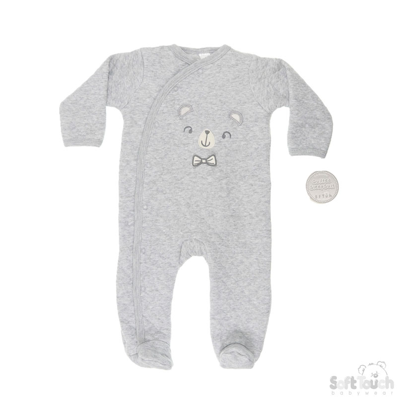 Grey 'Bear' Quilted Sleepsuit No. BG120-G