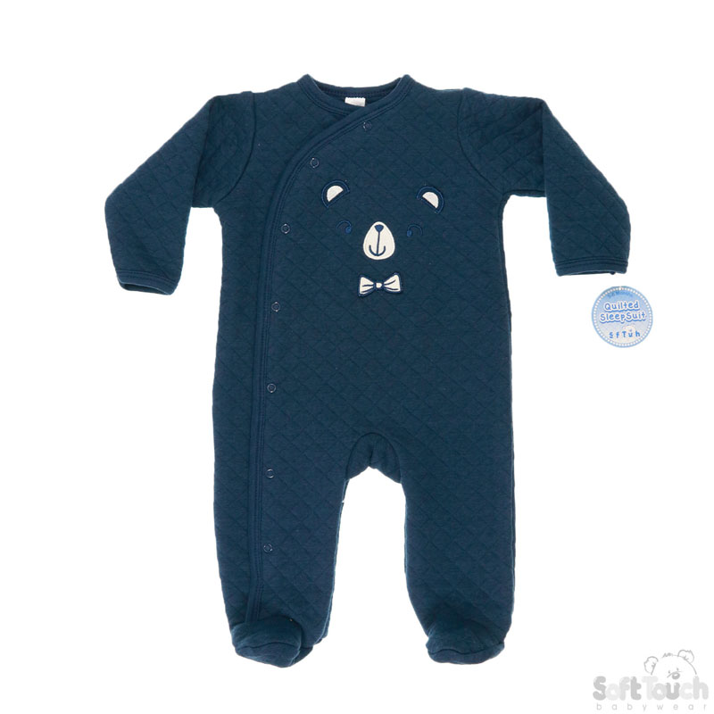 Navy 'Bear' Quilted Sleepsuit No. BG120-N