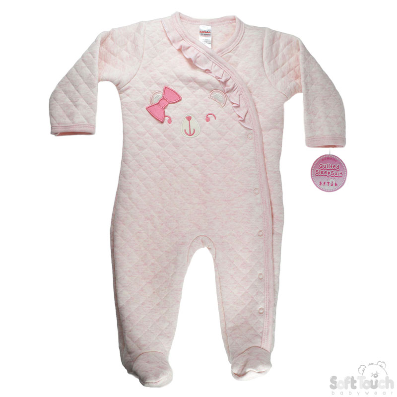 Pink 'Bear' Quilted Sleepsuit No. BG120-P
