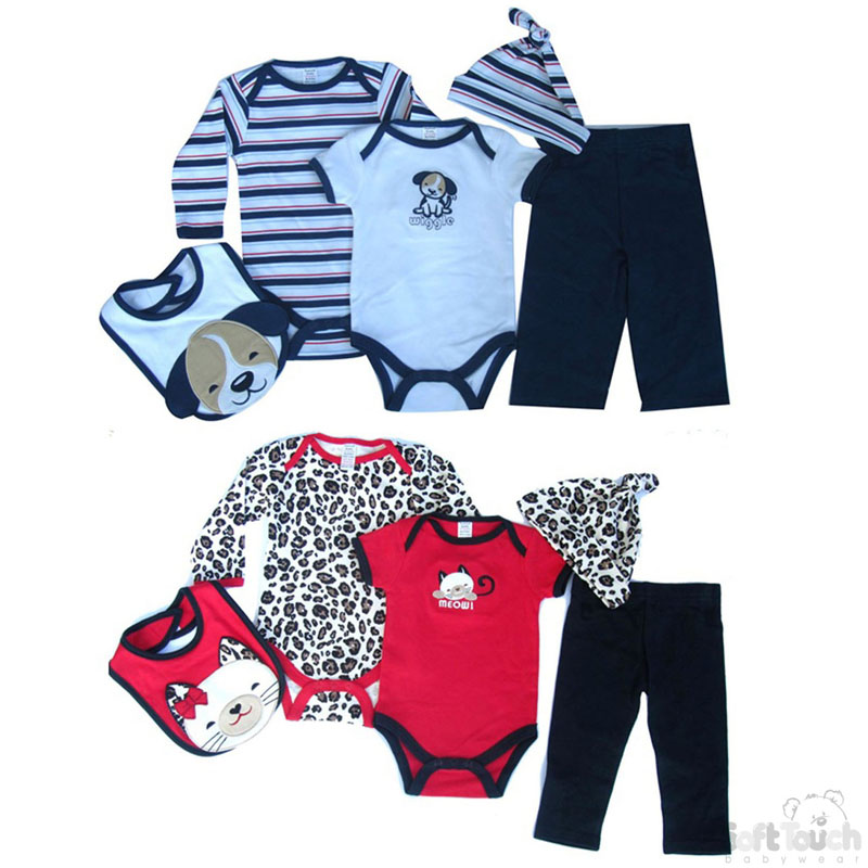 Hat, Bib, 2 Bodysuits & Pants Set: BG14