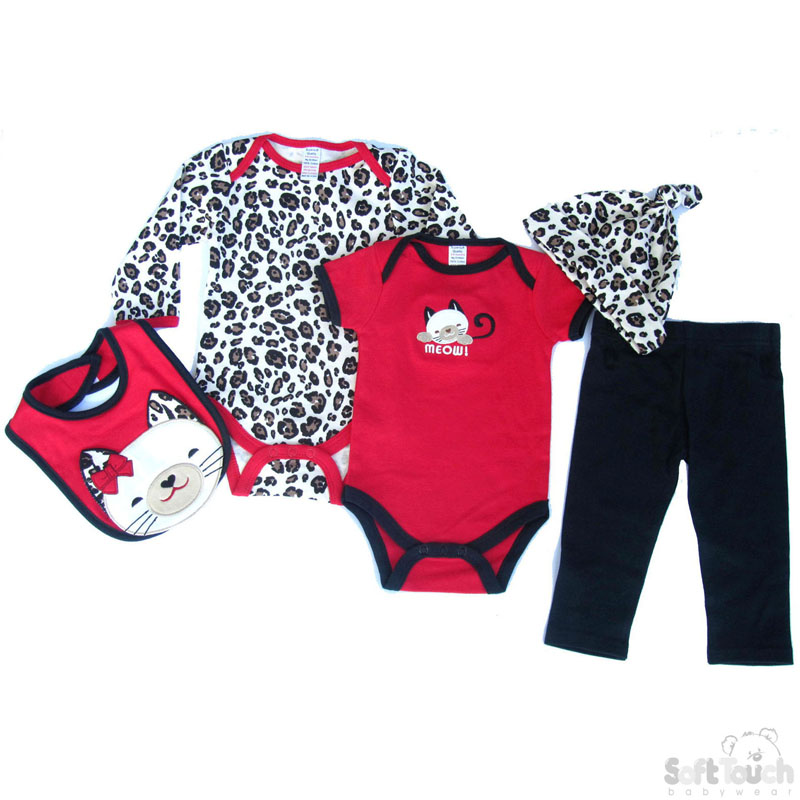Hat, Bib, 2 Bodysuits & Pants Set: BG14
