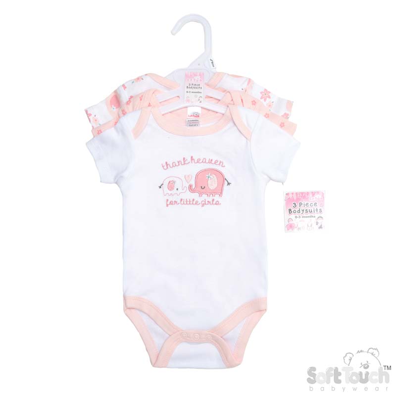 Girls 3 Pack Bodysuits : Thank Heaven. BG202