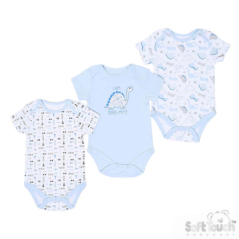 Boys 3 Pack Bodysuits : Dino No. BG204