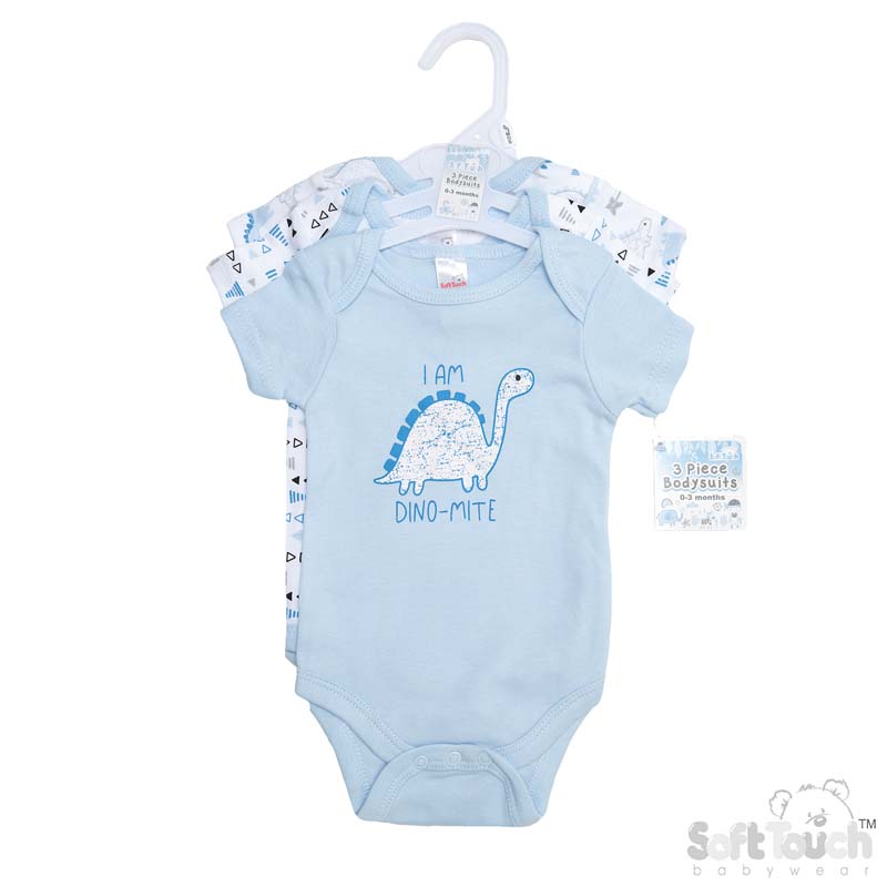 Boys 3 Pack Bodysuits : Dino No. BG204