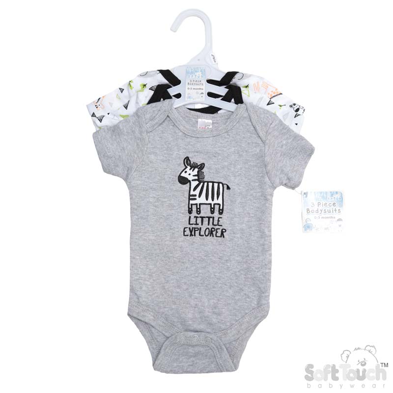 Boys 3 Pack Bodysuits : Zebra No. BG205