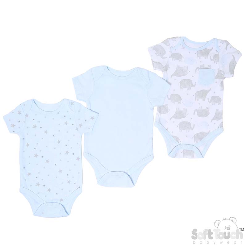 Boys 3 Pack Bodysuits: Elephant No. BG206