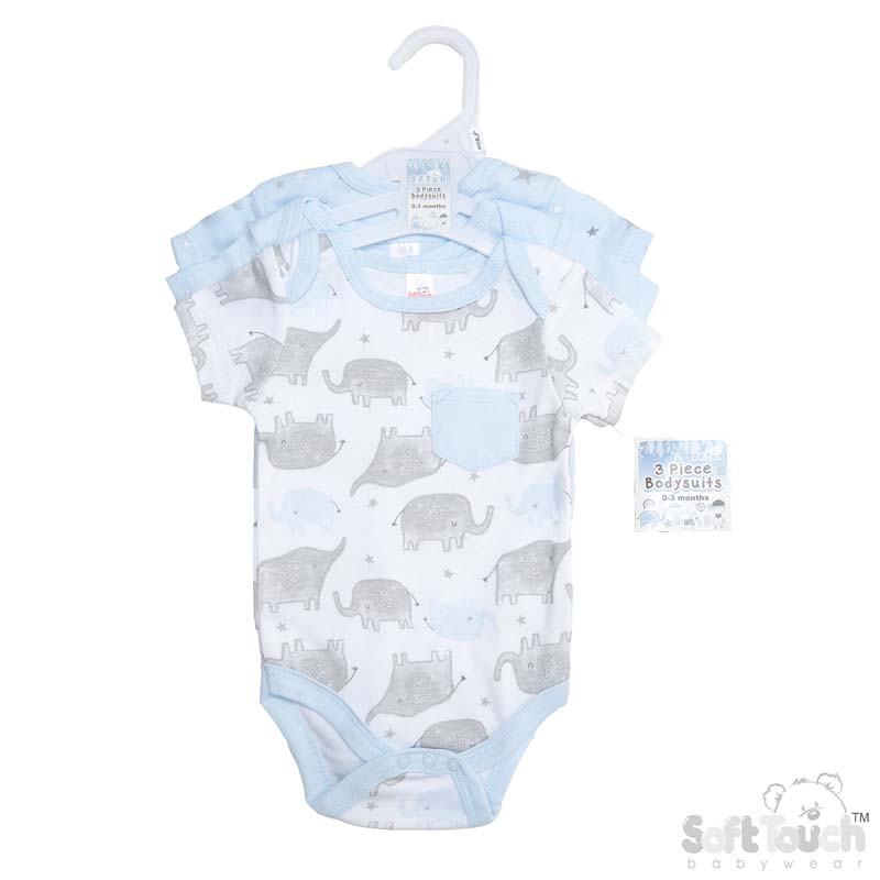 Boys 3 Pack Bodysuits: Elephant No. BG206