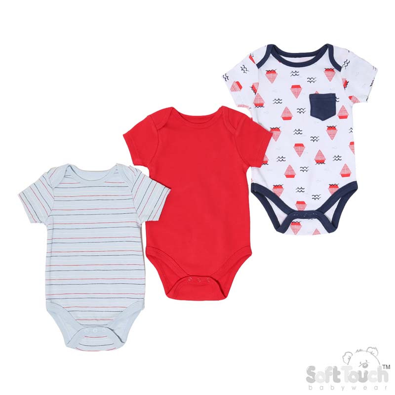 Boys 3 Pack Bodysuits : Nautical No. BG207