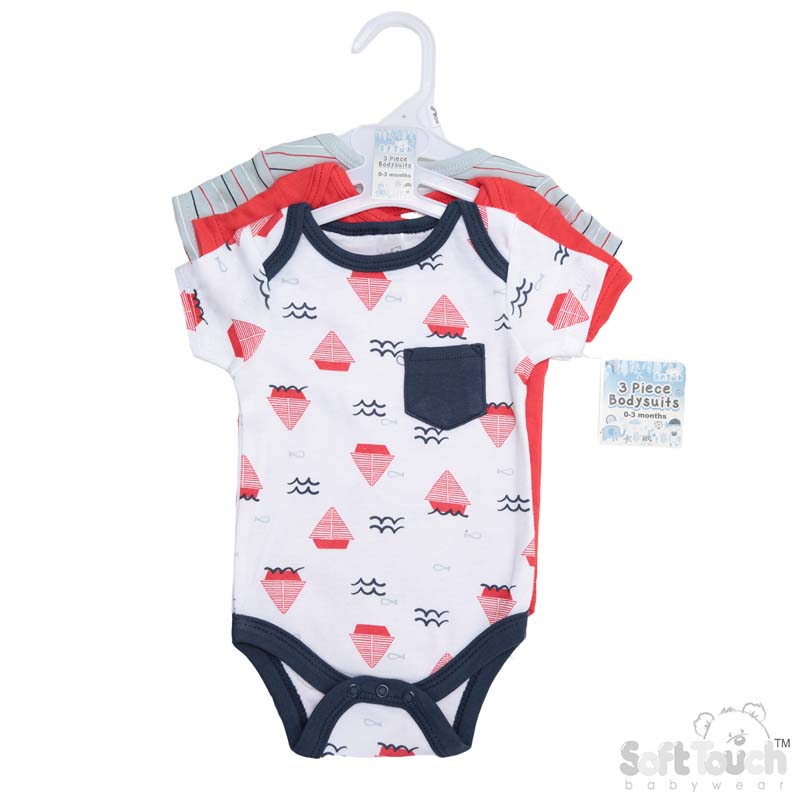 Boys 3 Pack Bodysuits : Nautical No. BG207