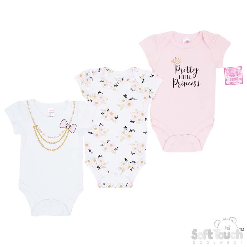 Girls 3 Pack Bodysuit : Princess No. BG214