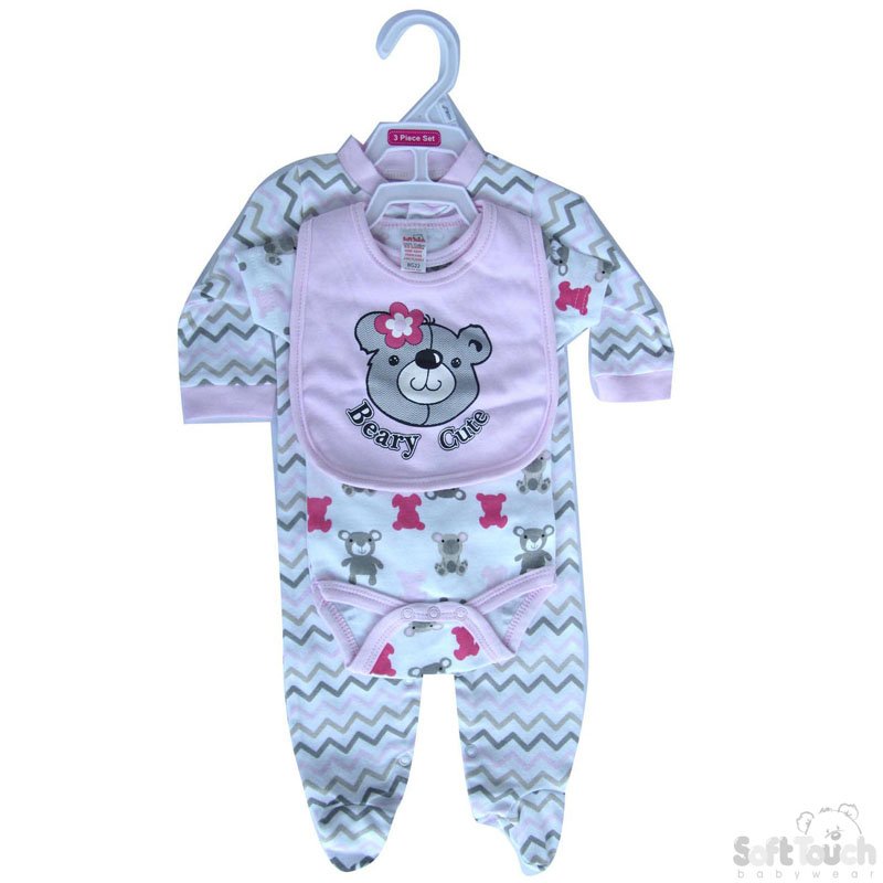 Bib, Bodysuit & Sleepsuit Set: BG22