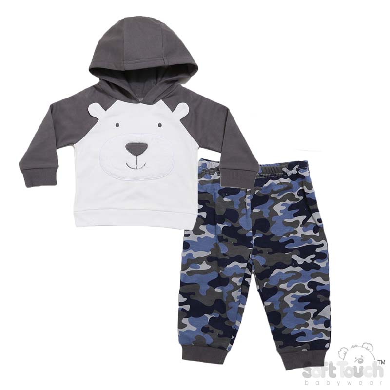 Grey 2 Piece Hooded Tracksuit Set: BG303