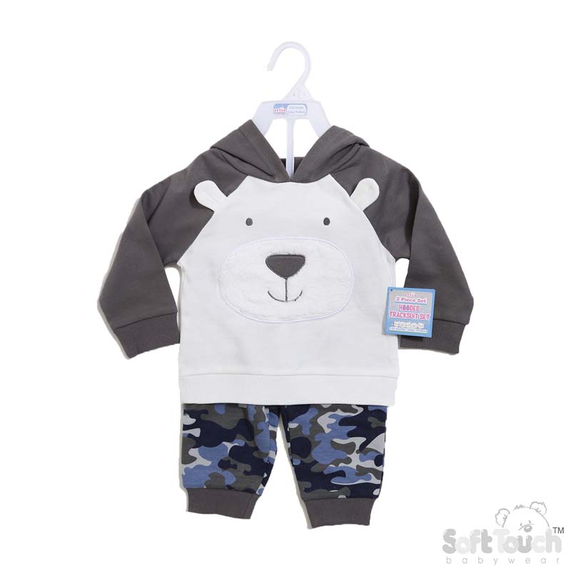 Grey 2 Piece Hooded Tracksuit Set: BG303