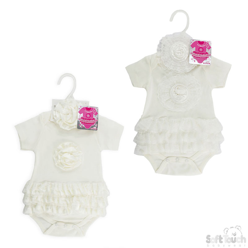 Girls Cream Bodysuit & Headband Set No. BG48-C