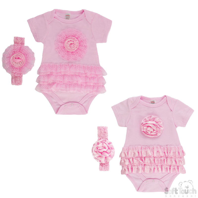 Girls Pink Bodysuit & Headband Set No. BG48-P