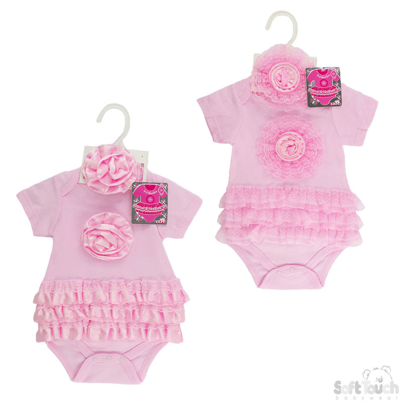Girls Pink Bodysuit & Headband Set No. BG48-P