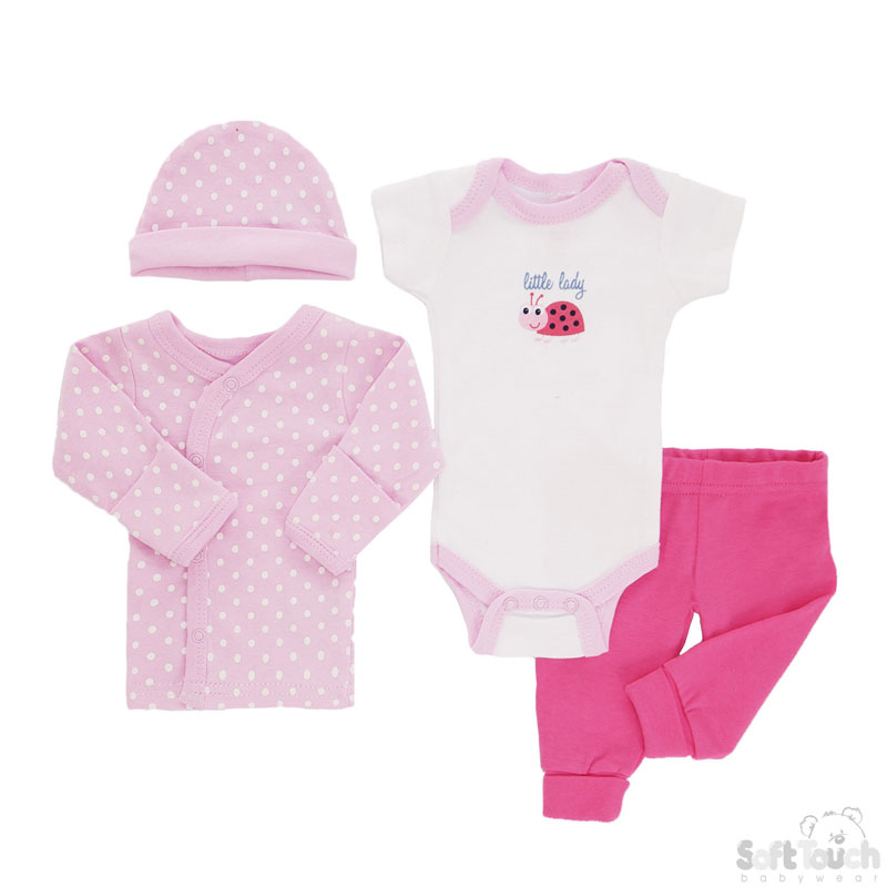 Girls Tiny Baby 4 Pc Garment Set No. BG88