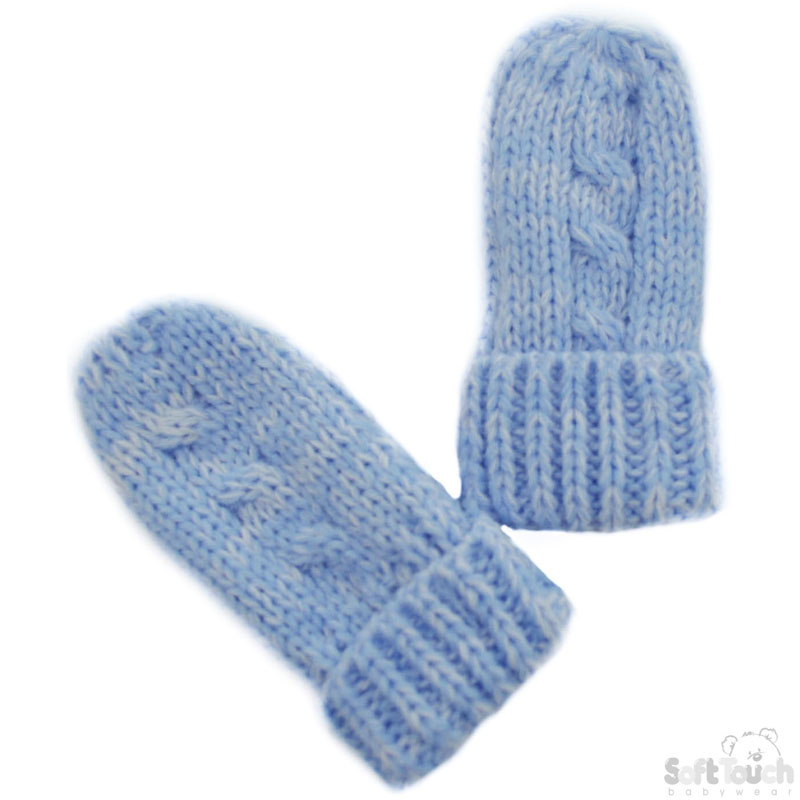 Blue Cable Knitted Mittens BM04-B-SM