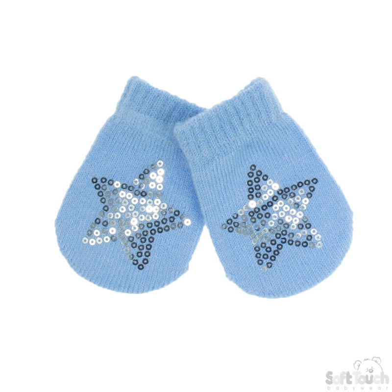 Blue Mittens W/Sequins No. BM06-B-SM