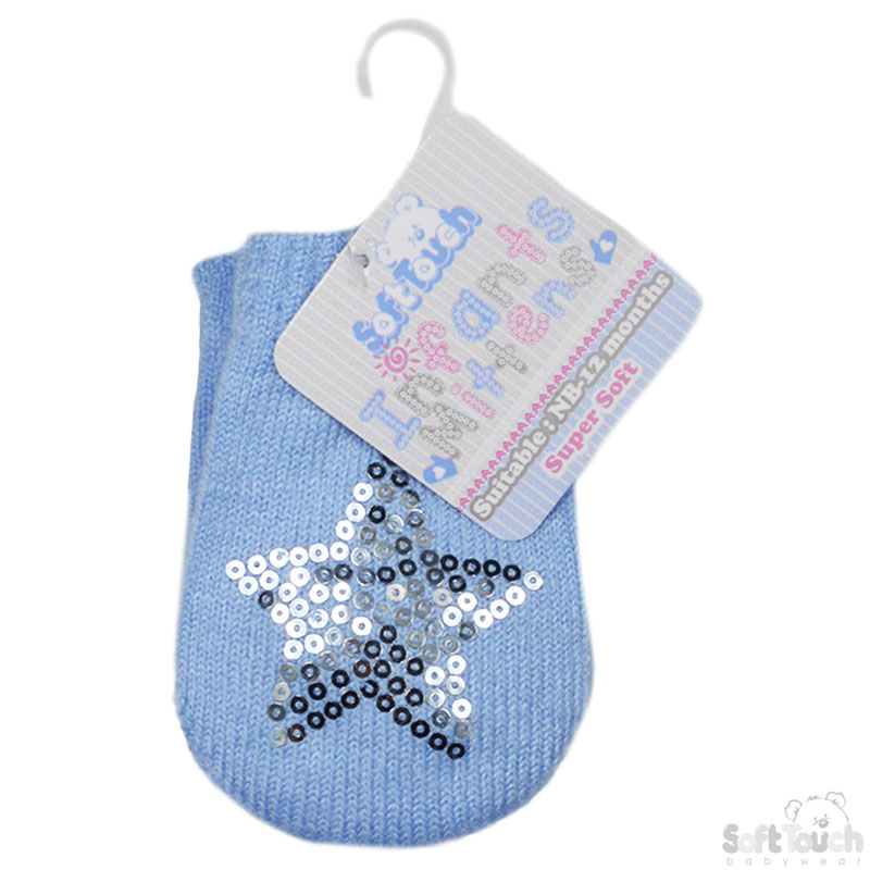 Blue Mittens W/Sequins No. BM06-B-SM