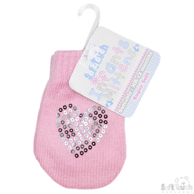 Pink Mittens W/Sequins No.BM06-P-SM