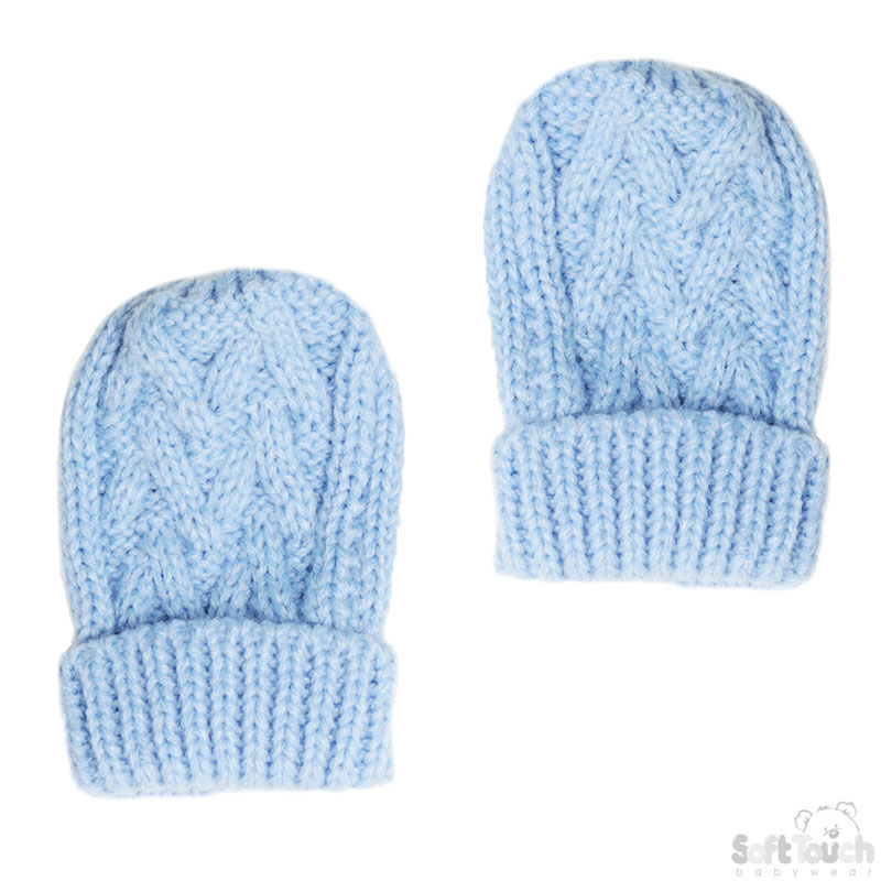 Blue Cheveron Mittens No. BM10-B-SM NB-12m
