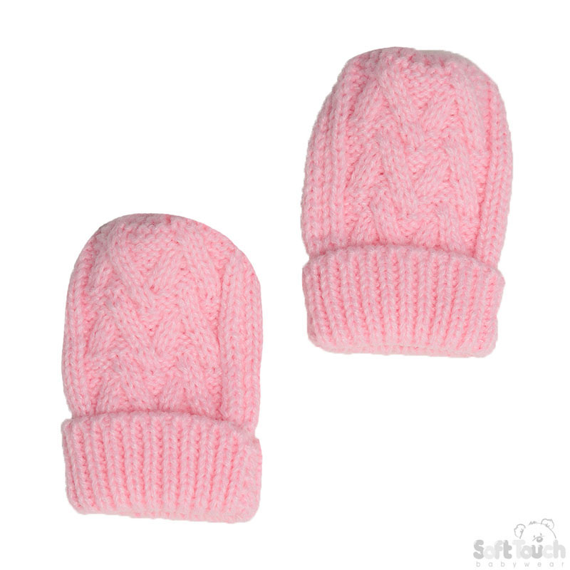 Pink Cheveron Mittens No. BM10-P-SM NB-12m