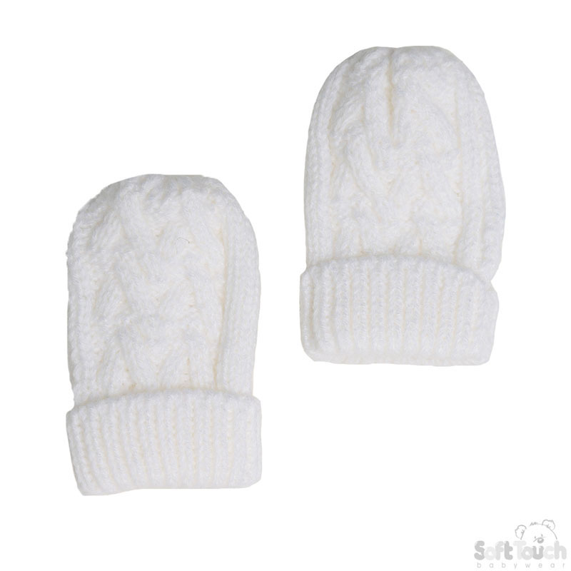 White Chevron Mittens No BM10-W-SM NB-12m