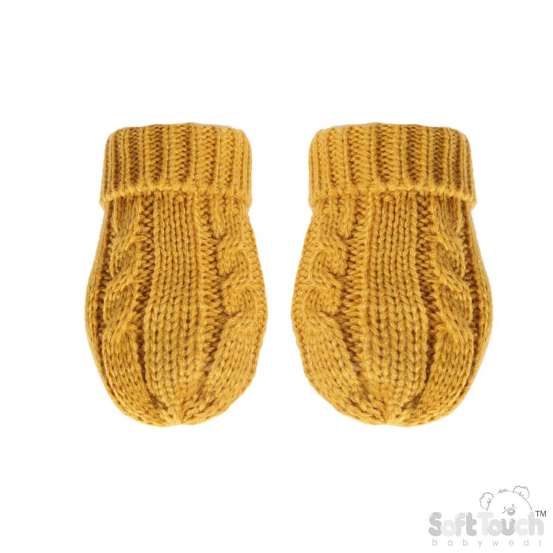 Mustard 'Elegance' Cable Knit Mittens : BM12-M-SM
