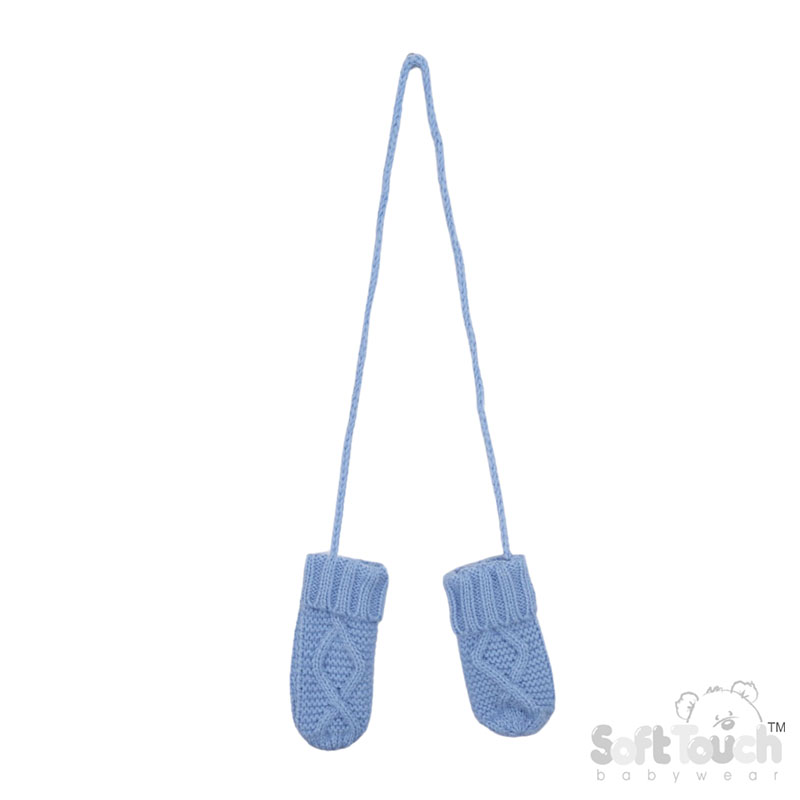 Baby Blue 'Chain' Knit Mittens No. BM14-BB