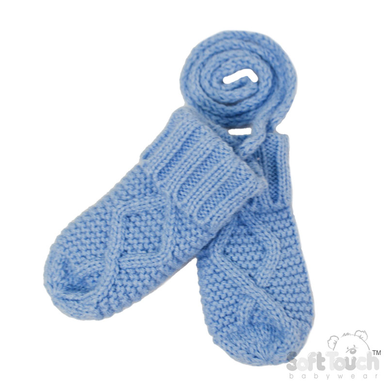 Baby Blue 'Chain' Knit Mittens No. BM14-BB