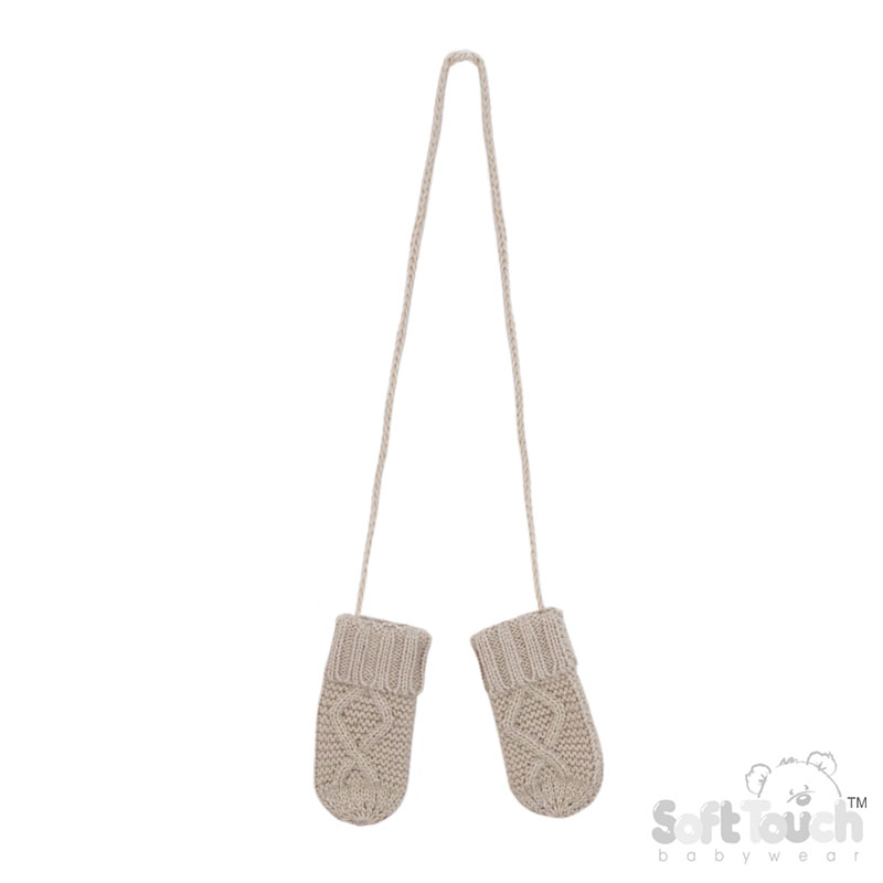 Biscuit 'Chain' Knit Mittens No. BM14-BI