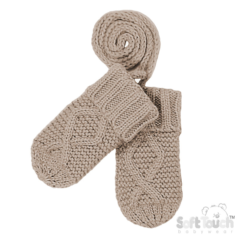 Biscuit 'Chain' Knit Mittens No. BM14-BI