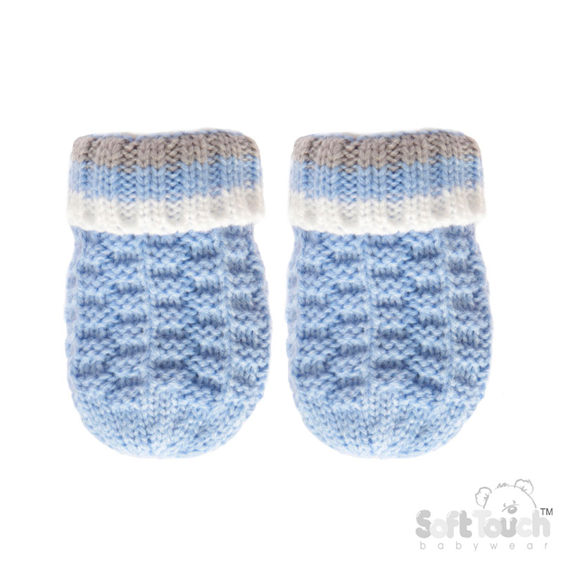 Blue Ribbed Mitten : No. BM648-B-BP