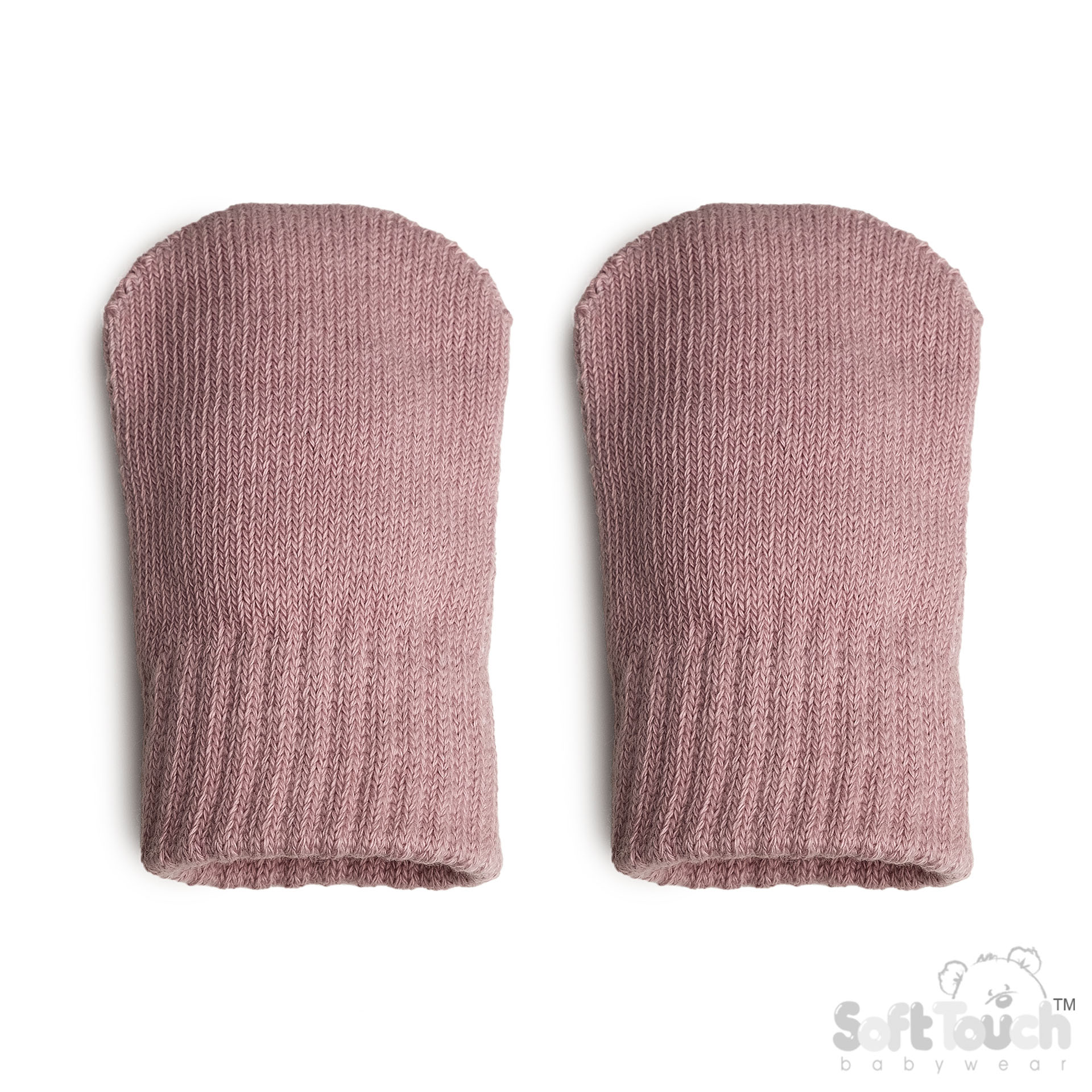 Dusty Pink Infant (NB-12m) Brushed Cotton Mittens No BM704-C-DP