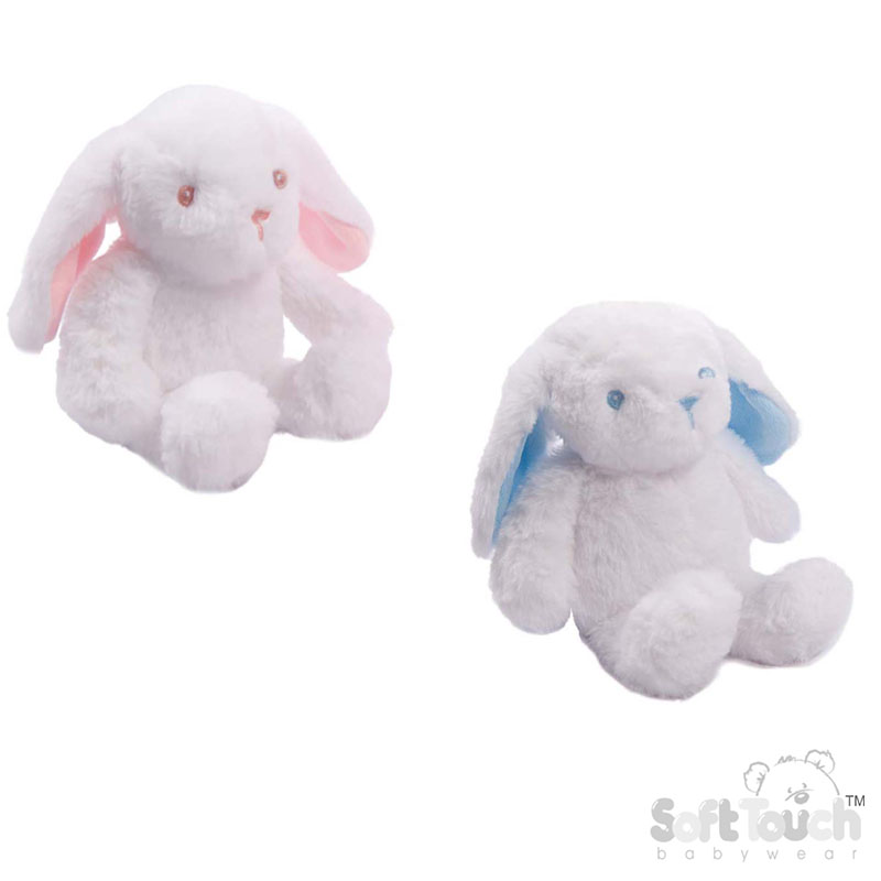 15cm White Bunny w/Pink or Blue Ears No. BU515-WBP