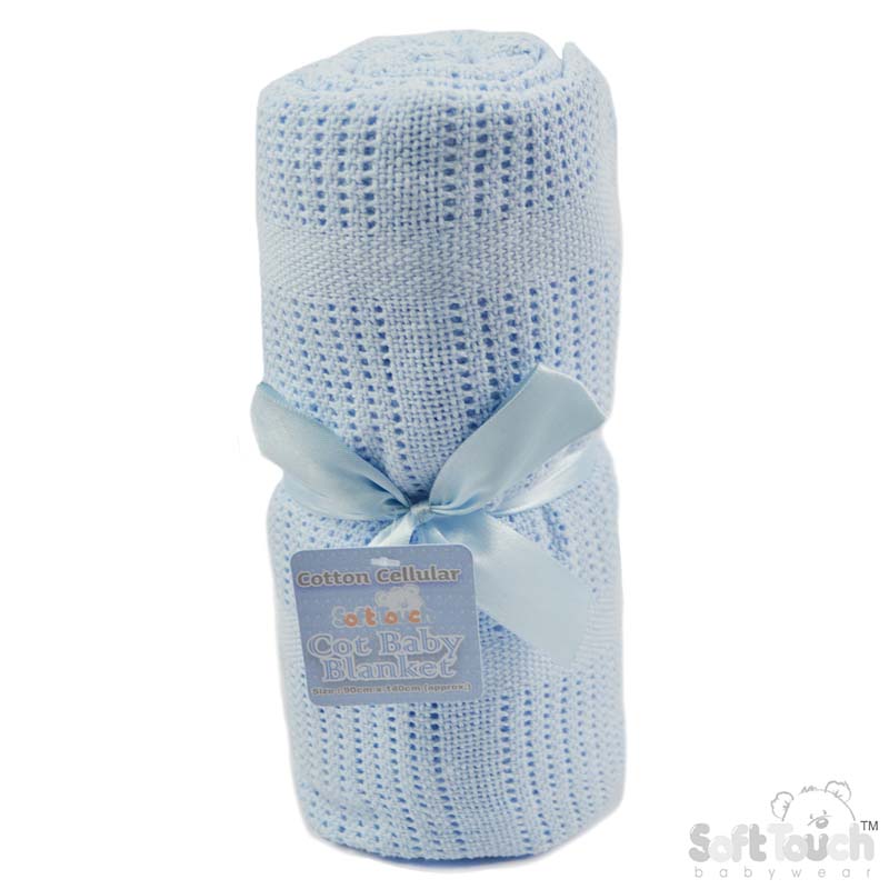 Blue Cot Cellular Cotton Baby Blanket : CBC56-B