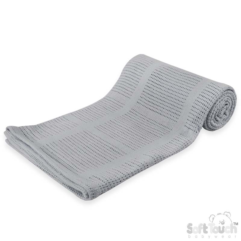 Grey Cot Cellular Cotton Baby Blanket : CBC56-G